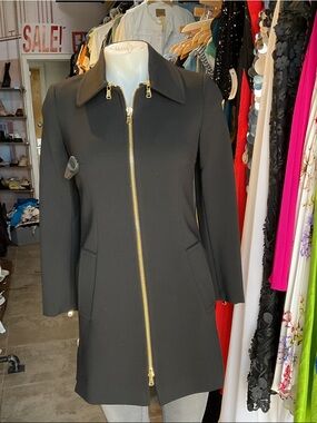 Carlisle Black Sleeveless Vest with Gold-Tone Zipper Trim